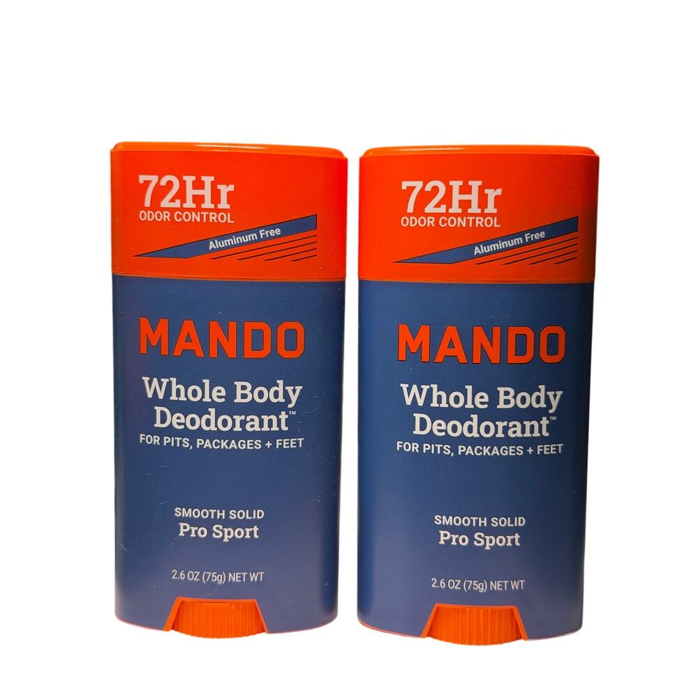 MANDO Whole Body Deodorant 72 Hr Smooth Solid Pro Sport 2.6 oz Lot Of 2